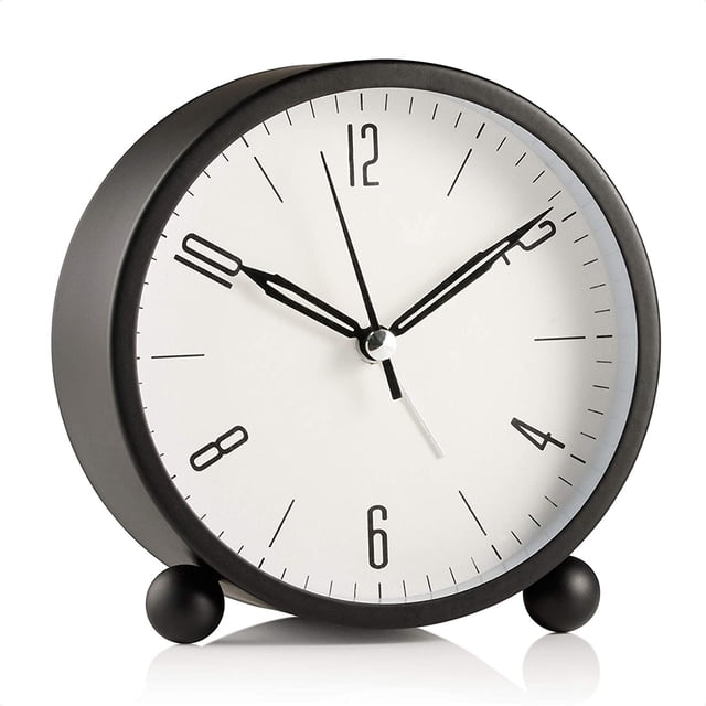 Reloj despertador redondo sin tictac, funciona con pilas y función de luz, reloj despertador súper silencioso, diseño simple y elegante para escritorio/dormitorio Zhivalor OTTO-2034712-3