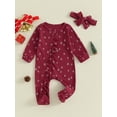 thumbnail image 3 of Musuos Baby Girls Christmas Outfit, 3 6 12M Long Sleeve Crew Neck Tree Print Footies Jumpsuit and Headband Fall Clothes, 3 of 10