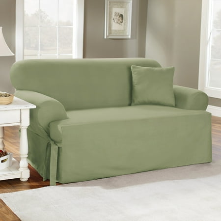 Sure Fit Cotton Duck T-Cushion Loveseat Slipcover
