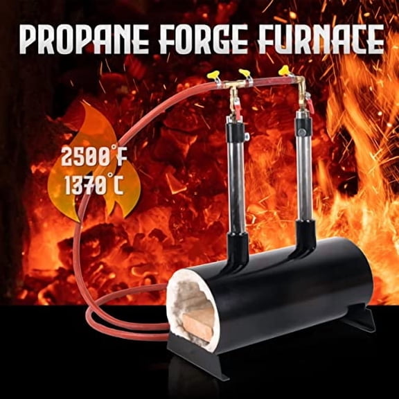 Doppy Propane Forge, Propane Knife Forge Double Burner Large Capacity 2500°F/1370℃, Farriers Furnace Oval Propane Burner Forge for Knife and Equipments