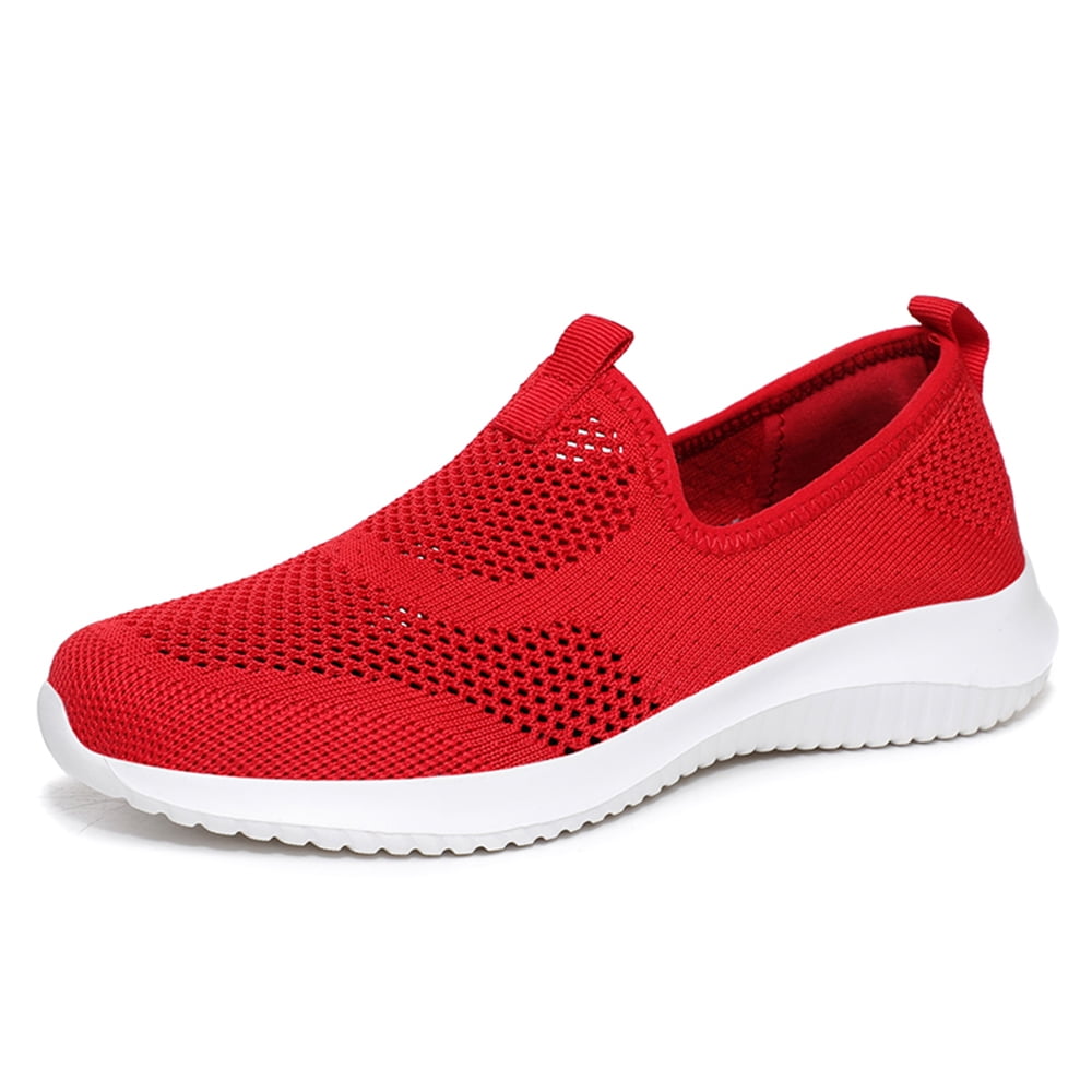Engtoy - Women's Walking Shoes - Casual Breathable Athletic Tennis Slip on Sneakers Black White