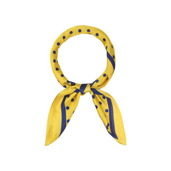 INSPIRAR CHIC Mujeres Pañuelo de Lunares 35" Satén Seda Como Cuadrado Bufanda Envoltura de Cabeza Bandanas 35.4x35.4" Amarillo