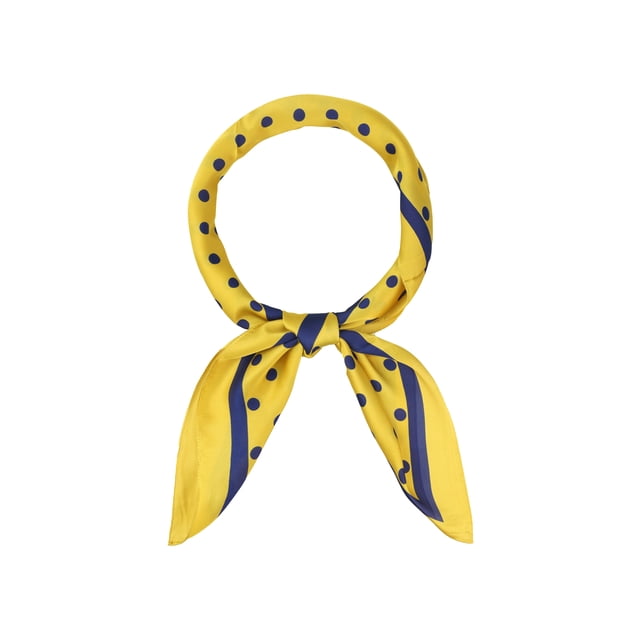 INSPIRAR CHIC Mujeres Pañuelo de Lunares 35" Satén Seda Como Cuadrado Bufanda Envoltura de Cabeza Bandanas 35.4x35.4" Amarillo