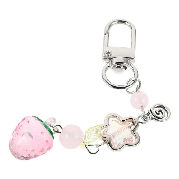 OUNONA Adorable Strawberry Keychain Pink Plastic Alloy Durable Bag Charm