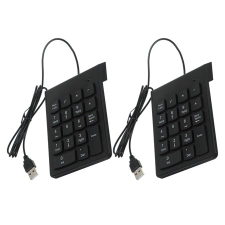 Uonlytech 2Pcs Portable Number Pad Keyboard for Laptop USB Black Compact Financial Use
