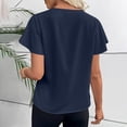 thumbnail image 2 of FAHXNVB Womens V Neck T-Shirts Casual Elegant Ruffle Short Sleeve Blouses Lightweight Office Work Fashion Comfortable Shirts, 2 of 5