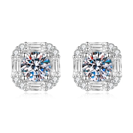 925 sterling silver square moissanite diamond earrings 925 sterling silver hypoallergenic earrings, unisex