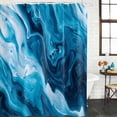 thumbnail image 2 of Blue Ocean Waves Bathroom Shower Curtains with Hooks, Blue Marble Waterproof Fabric Washable Shower Curtain for Home Hotel Bathtub Decor 36x72 Inch, 2 of 9