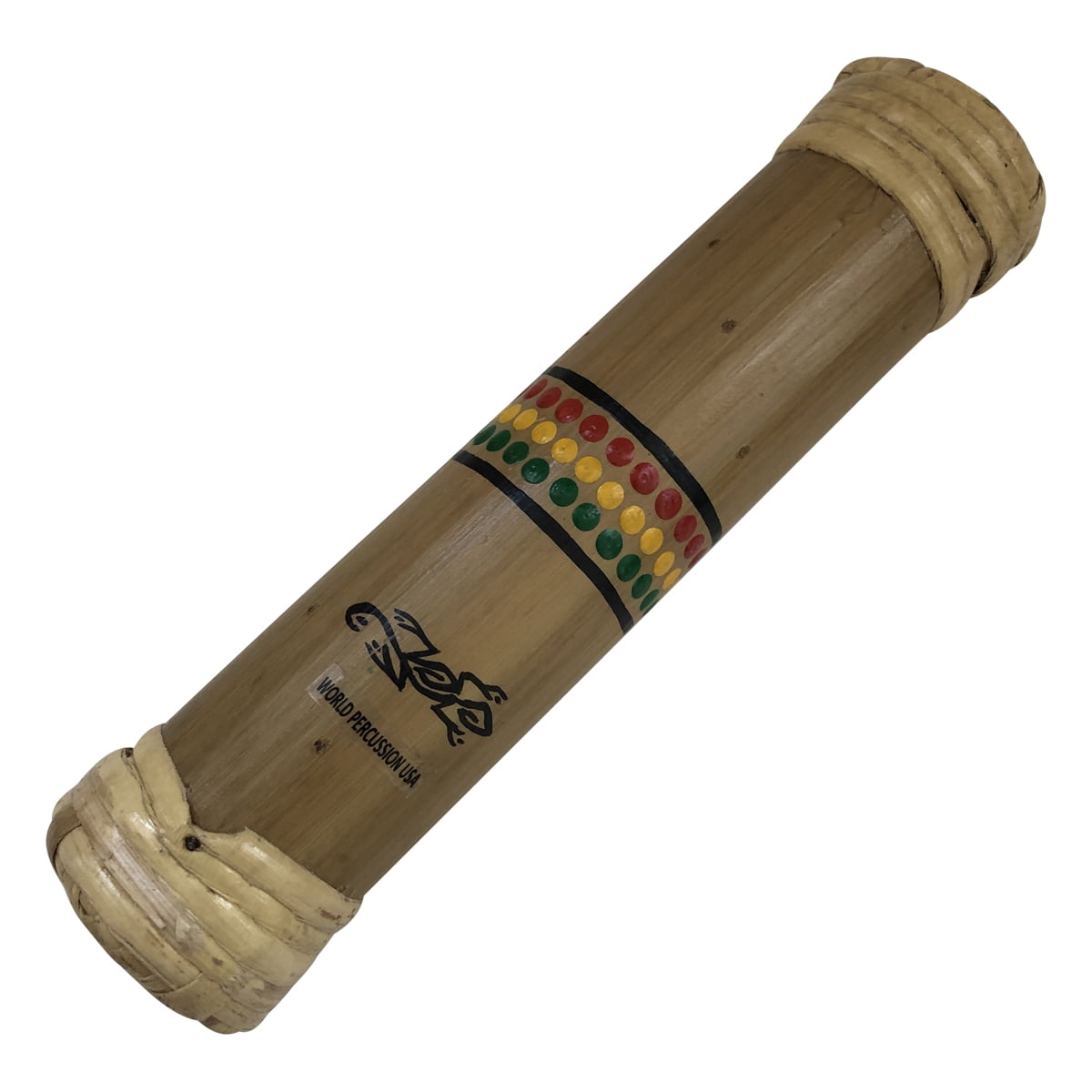 8" Bamboo Rainstick Painted Rasta Gecko Small Size, by World