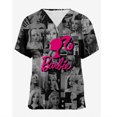thumbnail image 3 of Uniforme de enfermera, uniforme de trabajo esmerilado con cuello en V y manga corta con estampado de princesa Barbie para mujer, uniforme médico, spa de enfermería, mascota, guarida, 3 of 5