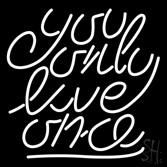 You Only Live Once LED Neon Sign 24 x 24 - inches, Black Square Cut Acrylic Backing, with Dimmer - Bright and Premium built indoor LED Neon Sign for Defence Force.
