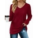 thumbnail image 2 of Blusas de Larga para Mujer, Camisetas con Cuello en V, Suéteres Tipo Túnica Ligeros, Moda Rojo L, 2 of 9