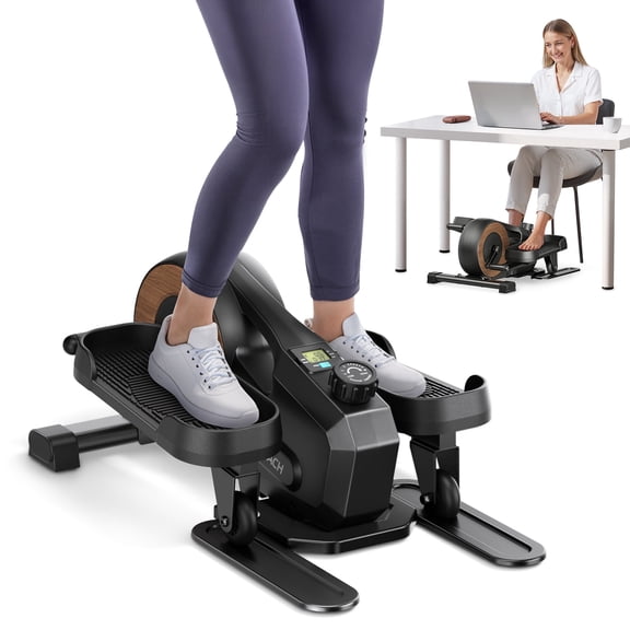 MERACH Under Desk Elliptical, Mini Elliptical Machine with 8-Level Magnetic Resistance, Quiet Seated & Standing Pedal Exerciser with LCD Monitor for Home Office