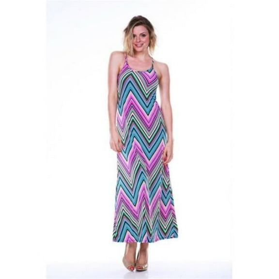 903-Pink-S Zigzag Maxi Dress - Pink - Small