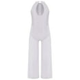 thumbnail image 5 of Sholeno Kids Girls Lyrical Latin Jazz Dance Jumpsuit Shiny Dance Romper Gymnastics Leotard Wide Leg Bodysuit White 10, 5 of 6