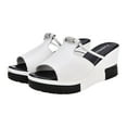 thumbnail image 6 of Mepaouo Wedge Slide Sandals for Women Leather Open Toe Platform Walking Shoes Slip on Mules White 8.5, 6 of 8