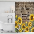 thumbnail image 3 of Sunflower Shower Curtain, Waterproof Shower Curtains for Bathroom, Farm Floral Love Brown Vintage Brown Wood Grain Washable Fabric Bathtub Curtain Set Bath Decor with 12 Hooks Standard 72"x72", 3 of 8