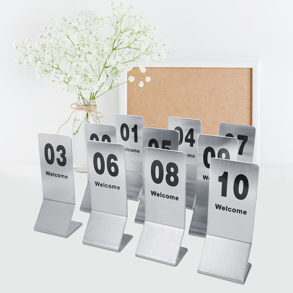 Números De Mesa De Acero Inoxidable Para Eventos - Carteles Doble Cara Con Números Negros, Ideales Para Bodas Y Restaurantes (Números Del 1 Al 20)