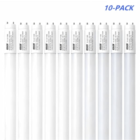 JESLED T8 LED Bulbs 4FT 12W(40W Equivalent) 2200 LM, Ballast Bypass Type B , Single or Double End Power, 5000K Daylight, 10 Pack