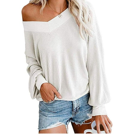 v neck sweater off shoulder