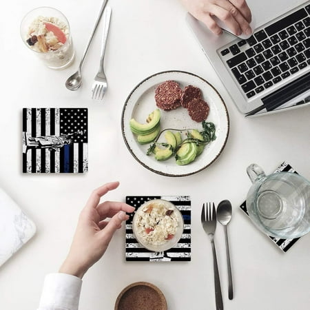 

KXMDXA American Flag Set of 6 Coaster for Drinks Absorbent Ceramic Stone Coasters Cup Mat with Cork Base for Home Kitchen Room Coffee Table Bar Decor