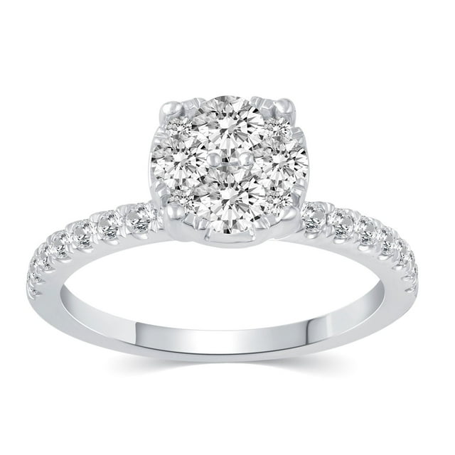 1.00 CT. T.W. Round Cut Cluster Diamond Ring in 14K Gold