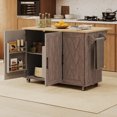 thumbnail image 5 of Harper & Bright Designs Unique Kitchen Island with Drop Leaf, Farmhouse Kitchen Island on Wheels with Internal Storage Rack, Rolling Kitchen Cart with Towel Rack for Kitchen, Brown, 5 of 17
