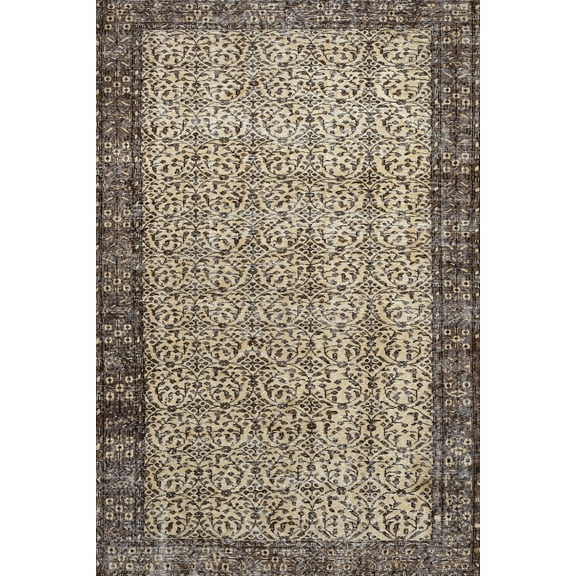 Brown Framed Area Rugs for Living Room Washable Rugs Boho Moroccan Area Rug Soft Neutral Geometric Bohemian Carpet Distressed Indoor Rug for Bedroom Dining Room Office Foldable Nonslip Rug