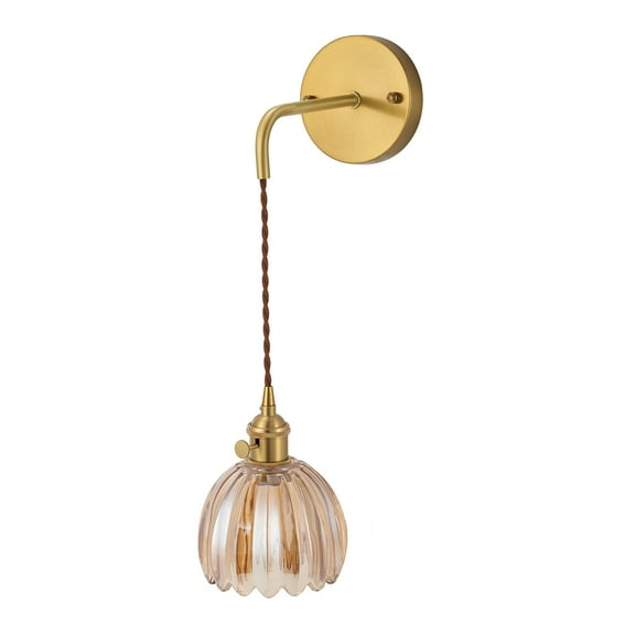Autrinix Vintage Wall Sconce With Flower Shaped Glass Shade, 60W Max Dimmable Wall Light For Hallway, Porch, Hotel Decor (178 chars)