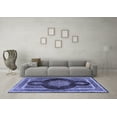 thumbnail image 3 of Ahgly Company Machine Washable Indoor Square Medallion Blue Traditional Area Rugs, 8' Square, 3 of 4