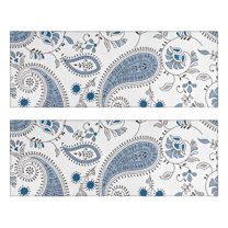 Kitchen Rugs Sets Of 2,Blue Paisley and Floral Pattern Anti Fatigue Kitchen Mat Rugs Non Slip Washable,Decorative Kitchen Floor Mats for Kitchen,Sink,Laundry,17"X47"
