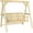 Natural Wood, variant on 3 Seat Porch Swing with Stand, Wooden Patio Swing Chair with Side Tables and Metal Chains, Outdoor Swing Bench for Garden, Poolside, Backyard, Natural Wood