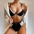 thumbnail image 1 of PENGXIANG Sexy Swimsuits With SHort 2 Piece Swimwear Color Block Bathing Suits For Women, 1 of 6