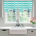 thumbnail image 5 of Tie Up Curtains for Windows Turquoise Stripes Valance Adjustable Balloon Curtain Navy Blue Nautical Anchor Tie Up Shades for Kitchen Living Room Bedroom Privacy Curtain Drape 34x45 Inch, 5 of 9