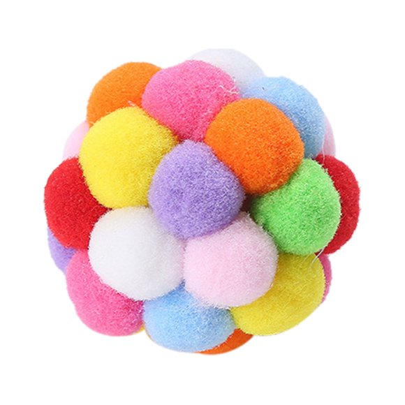 E Cat Toys With Bell Inside 1.6 Inch Colorful Interactive Kitten Play Balls Soft Plush Stretchy Fun Pet Toy For Cats Kittens Cute Small Ball With Sound