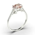 thumbnail image 3 of Dazzling Art Deco 1.50 Carat Oval Cut Morganite And Diamond Moissanite Unique Engagement Ring, Wedding Ring in 925 Sterling Silver With 18k White Gold Plating Gift For Woman, Promise Ring, 3 of 3