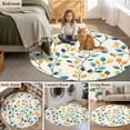 thumbnail image 6 of 5ft Round Rug, Colorful Leaf Non-Skid Rubber Backing Large Area Rugs - Living Room Bedroom Home Office, Spring Vintage Botanical Summer Indoor Floor Mat Carpets Washable Rug, 6 of 9