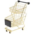 thumbnail image 3 of serony Mini Shopping Cart Storage Toy Desk Holder Storage Toy Double-Deck Gold, 3 of 9