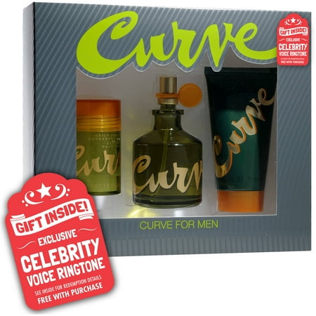 Curve for Men Gift Set with Bonus Celebrity Voice Ringtone, 3 pc