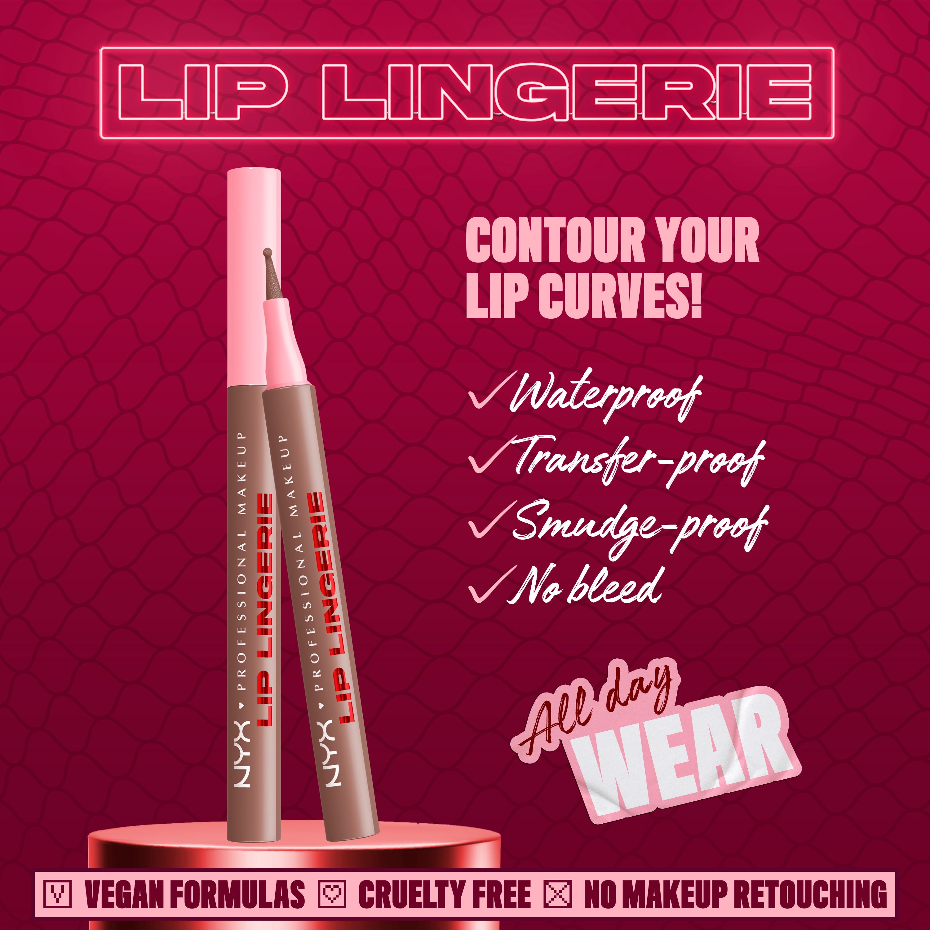 NYX Professional Makeup Lip Lingerie Lip Liner Stain, Waterproof Lip Color, Lip Lock, 0.03 fl oz
