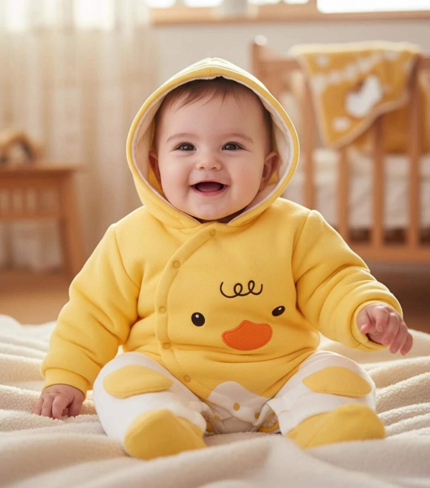 Unisex Baby Fleece Jumpsuit with Hood – Organic Plush Cotton