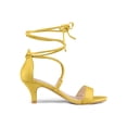 thumbnail image 3 of BLISSFUL STEP Women's Open Toe Kitten Heel Lace Up Sandals, 3 of 7
