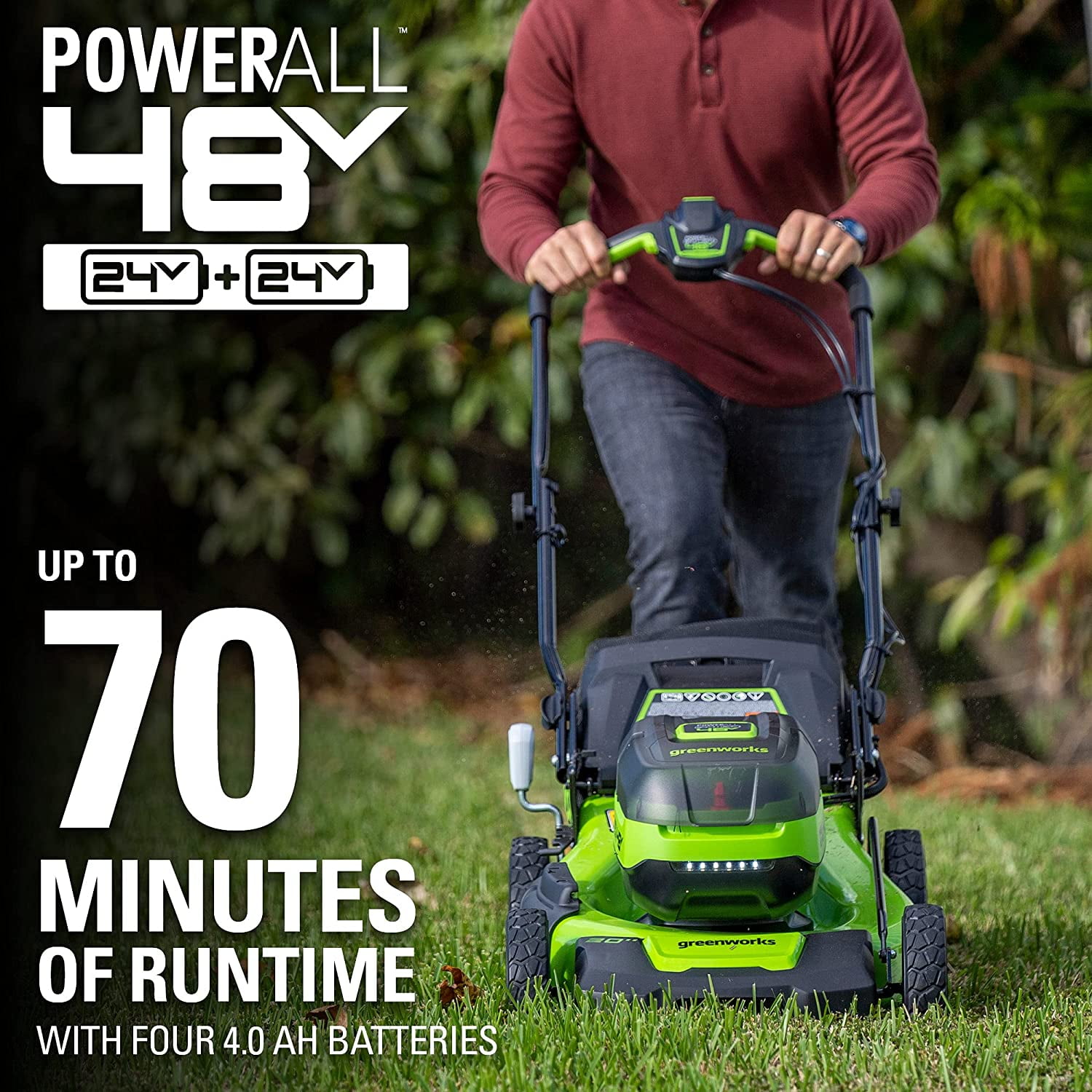 4.0Ah USB Batteries and Dual Port Rapid Charger Included 8 Brushless Cordless Edger, 2 Greenworks 2 x 24V 48V 
