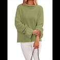 thumbnail image 2 of Suéteres de Cuello Redondo para Mujer, Conjuntos de Otoño, Suéteres de Punto con Cuello Redondo y Abertura Lateral, Tops de Moda. Verde L, 2 of 10