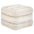 thumbnail image 1 of SIMPLIHOME Sommer Square Pouf, Footstool, Upholstered in Natural Handloom Woven Cotton Pattern, for the Living Room, Bedroom and Kids Room, Boho, Contemporary, Modern, 1 of 5