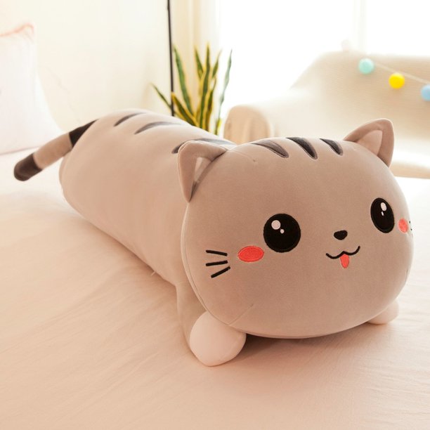 Soft/cute /plush /long Cat/pillow/ Plush Toy Lazy Man Cuddle Sleeping Doll Girl Birthday Present Home decorationGray (Party style)50cm Deng Xun unisex