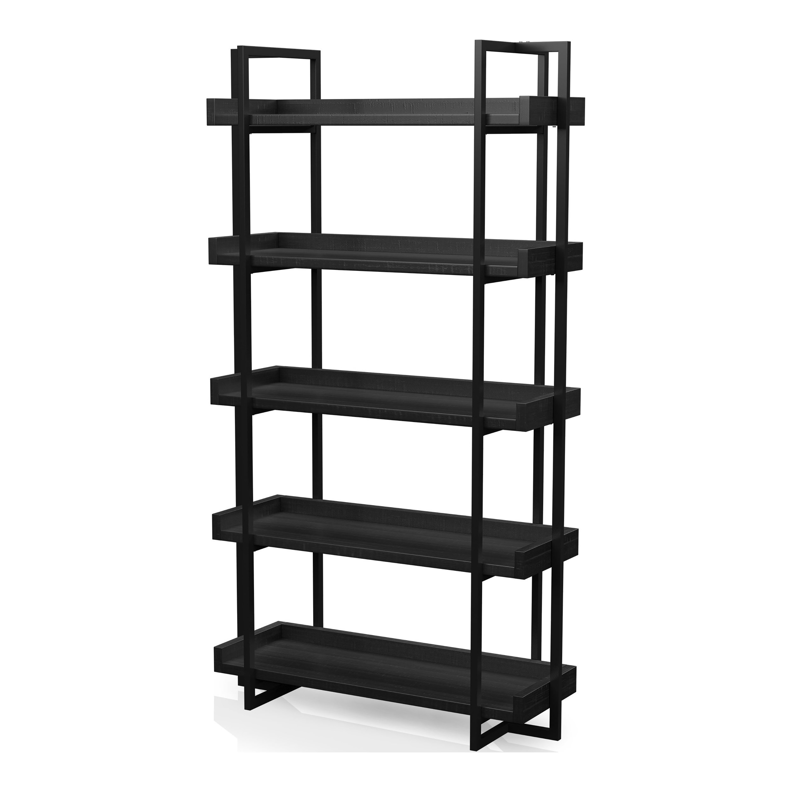 Furniture of America 15.38" W x 40.5" D x 72" H 5-Shelf Freestanding Shelves, Distressed Black