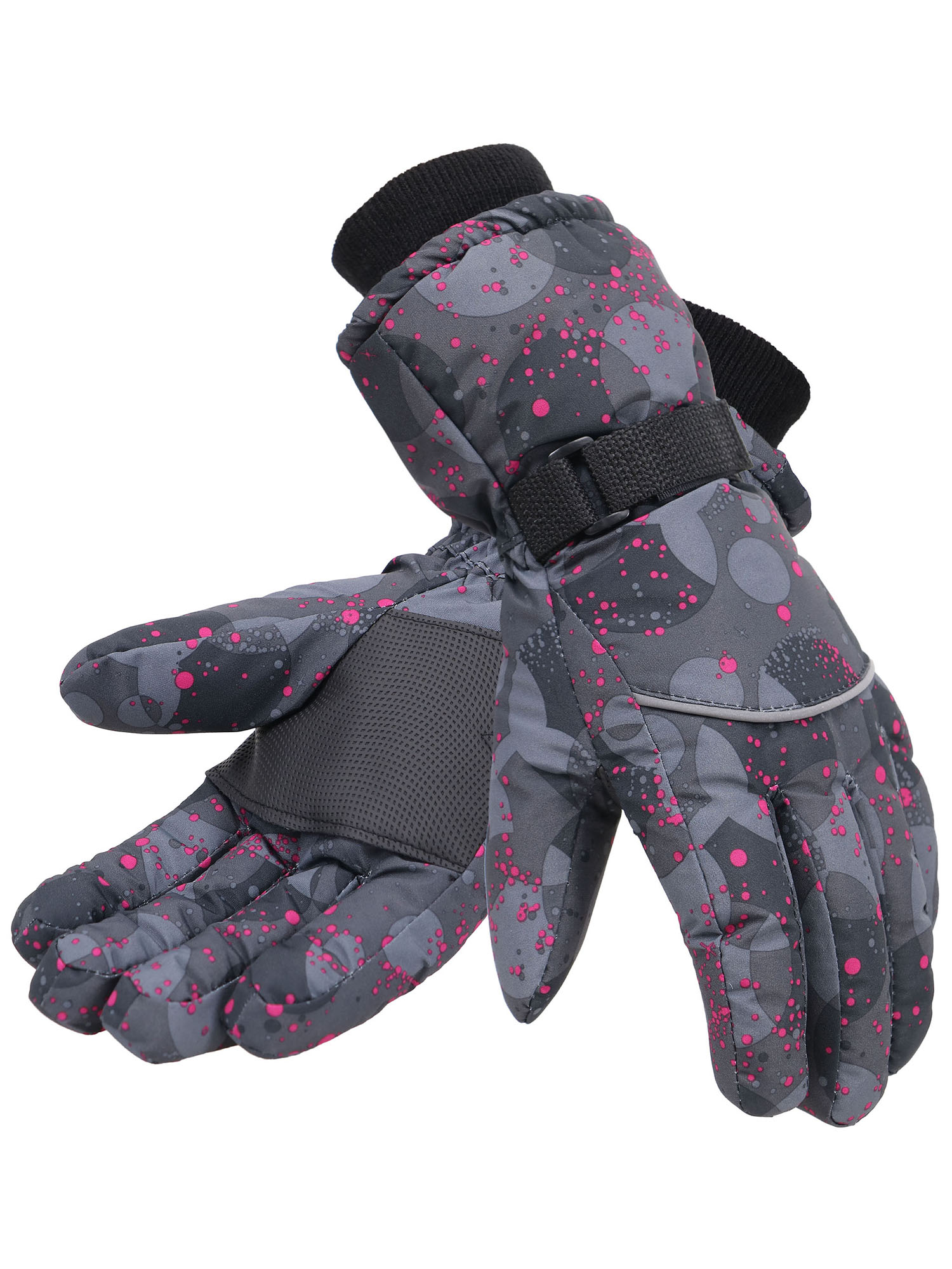 Women's Waterproof Thinsulate Lined Winter Ski Gloves,Black,S