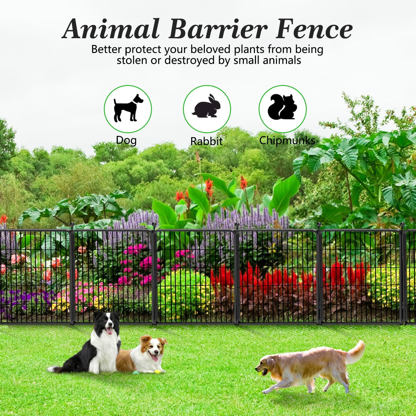 Decorative Garden Metal Fence 69ft (L)×32in(H) 30 Panels Heavy Duty Iron Wire Animal Barrier Temporary No Dig Fence Landscape Edging Privacy Fencing for Yard, Outdoor, Dog, Patio, Flower Bed