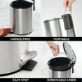 thumbnail image 7 of mDesign Round Metal 1.3 Gal Step Trash Can, Lid, Removable Liner, Brushed/Chrome, 7 of 7